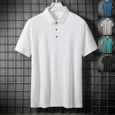 POLO衫短袖T恤男士2023夏季新款白色潮流宽松百搭半袖体恤上衣服商品大图