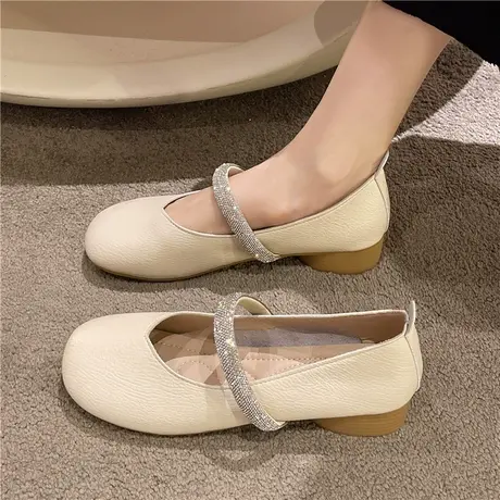 水钻晚晚风温柔鞋女鞋2024夏季爆款法式单鞋低跟玛丽珍软皮奶奶鞋商品大图