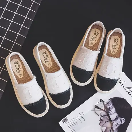 帆布鞋女韩版百搭夏季2020新款小香风老北京布鞋一脚蹬懒人渔夫鞋商品大图