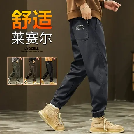 男生哈伦束脚大码工装冬季男款痞帅气日系港风休闲裤子秋冬款男裤商品大图