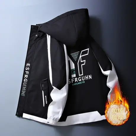 冲锋衣加绒加厚外套男士秋冬季休闲夹克潮流帅气学生保暖抗寒棉衣商品大图