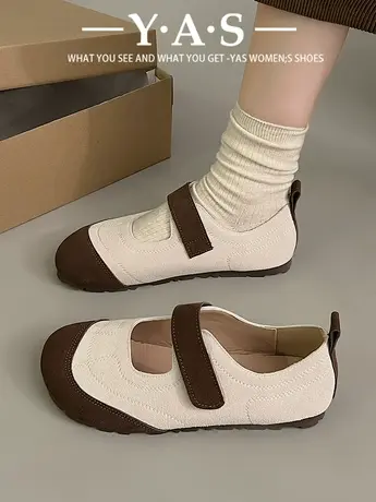 文艺复古森女风拼色勃肯鞋女春秋休闲鞋子圆头玛丽珍软底学生单鞋商品大图