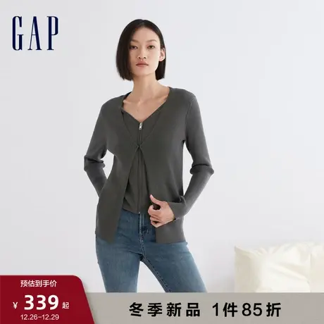 Gap女装早春气质假两件拉链针织衫学院风高级时尚休闲毛衣836544商品大图