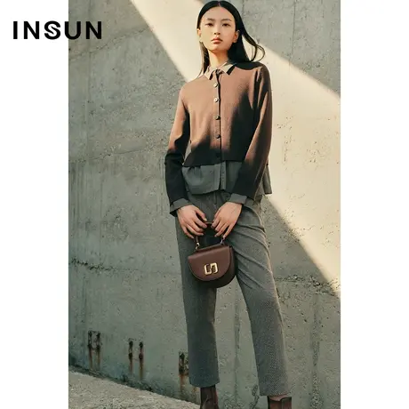 INSUN恩裳冬季百搭易打理干练小脚休闲裤图片