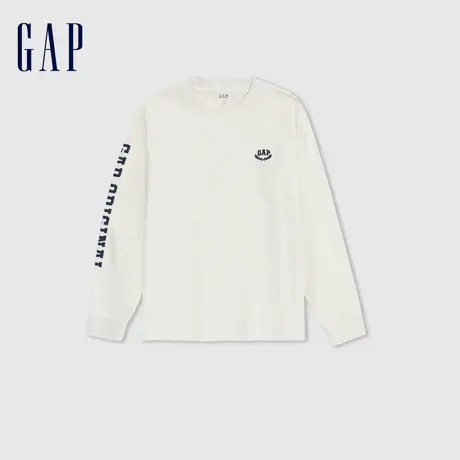 Gap男装春季2024新款纯棉宽松长袖T恤复古运动休闲打底衫885523图片