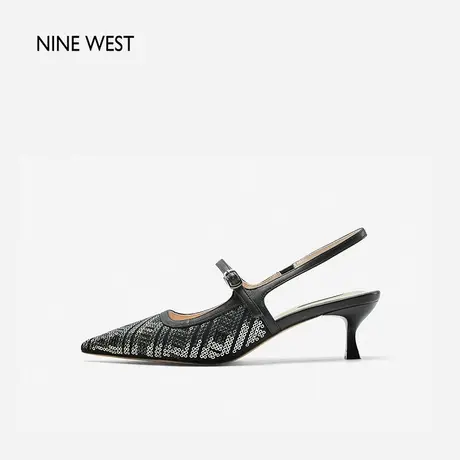 Nine West/玖熙尖头亮片包头凉鞋女2024年夏季新款单鞋绊带高跟鞋图片