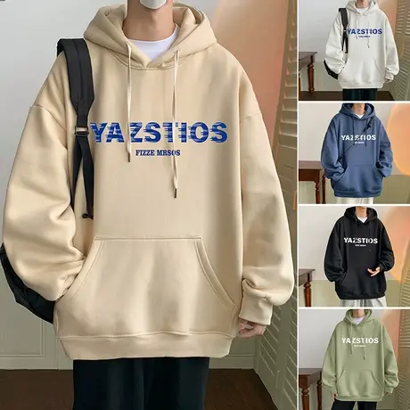 加绒卫衣男春秋季潮流连帽宽松上衣潮牌套头帽衫日系cityboy外套商品大图