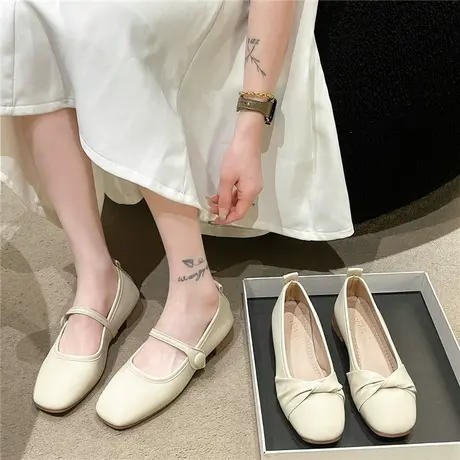 春秋晚晚风温柔鞋法式单鞋女2024新款夏季平底软底孕妇休闲女鞋子商品大图