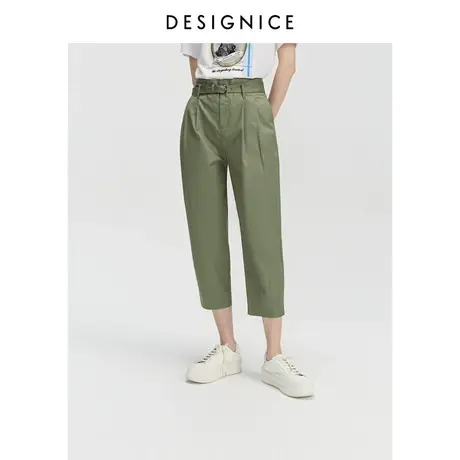 迪赛尼斯裤子女夏季新款通勤高腰宽松直筒九分休闲裤女夏商品大图