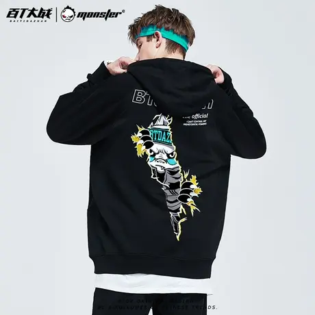 2020欧美街头潮牌新品卫衣怪兽联名款ins休闲外套男加绒加厚上衣商品大图