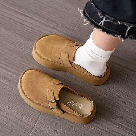 包头半拖鞋女2024年新款春夏季复古百搭勃肯鞋小个子厚底防滑单鞋图片