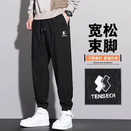 秋季束脚高端潮牌哈伦九分休闲裤子春秋款男士宽松紧腰9分裤秋天商品大图