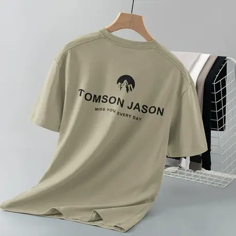 250g重磅纯棉短袖t恤男夏季半袖宽松全棉体恤字母印花圆领打底衫商品大图