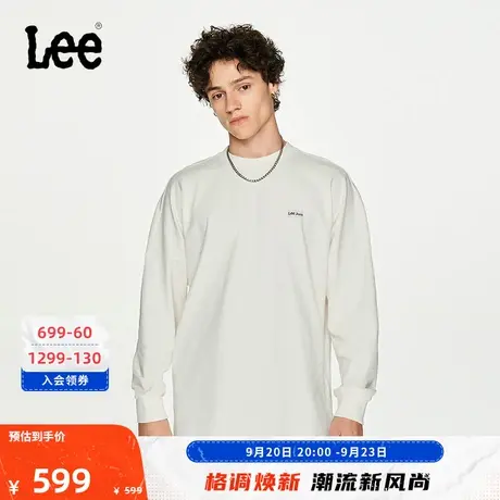 Lee商场同款23秋冬新品舒适版乳白色印花男长袖T恤潮LMT006262101图片