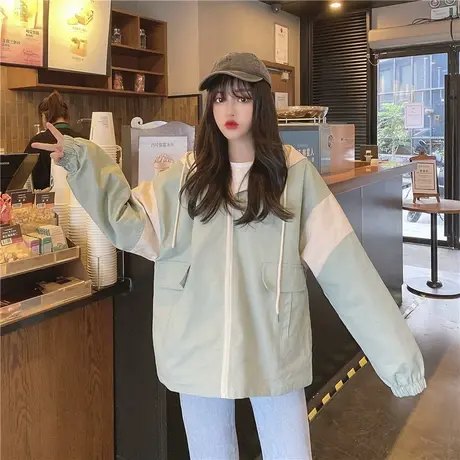 工装外套少女生春秋装2021新款潮初中学生韩版宽松百搭短款上衣服商品大图