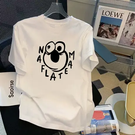 纯棉短袖T恤女装夏季2023年新款刺绣潮牌白色情侣春秋打底衫ins潮图片