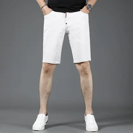 2023新款浅色牛仔短裤男夏季薄款五分裤修身弹力潮流男士中裤5分商品大图