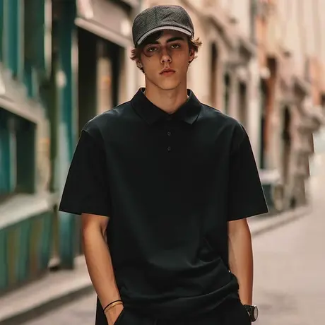 休闲polo衫t恤胖子男士ins短袖商务宽松纯棉夏季纯色大码男装半袖图片