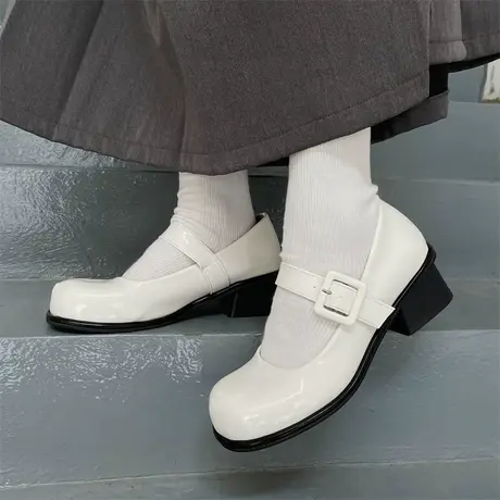 法式玛丽珍女鞋2023春夏季新款中跟粗跟小皮鞋英伦风时尚气质单鞋商品大图