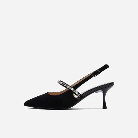 Nine West/玖熙2023年夏季新款包头凉鞋女高跟外穿一字扣带女鞋图片