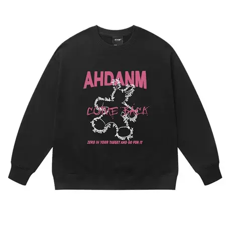 港风炸街兔子印花圆领卫衣男女潮秋冬宽松oversize小众设计感外套商品大图