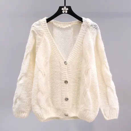 软糯麻花毛衣外套女早秋2023新款宽松慵懒风防晒外搭薄款针织开衫图片