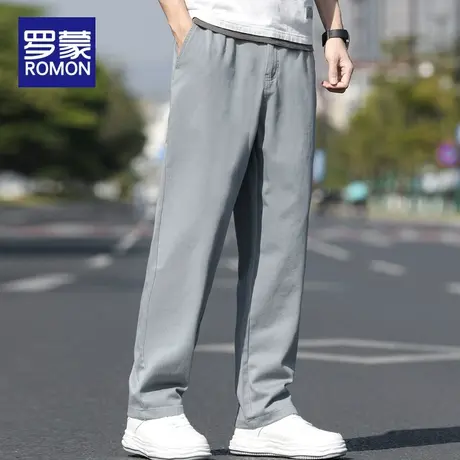 罗蒙纯棉休闲裤子男士夏天宽松直筒阔腿男生夏季薄款潮牌工装长裤商品大图