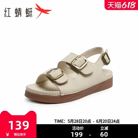 红蜻蜓复古勃肯凉鞋女2025夏季新款沙滩罗马鞋户外休闲一字扣女鞋图片