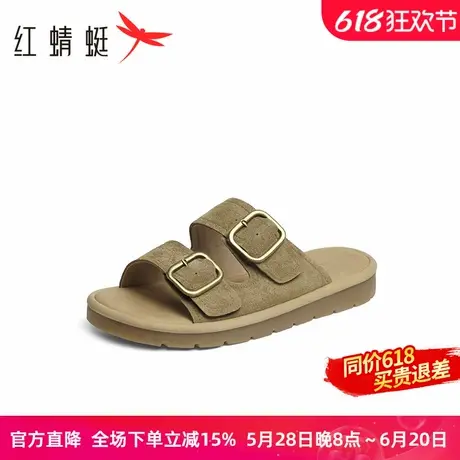 红蜻蜓拖鞋女2025夏季新款女鞋外穿休闲凉鞋软底舒适凉拖勃肯半拖图片