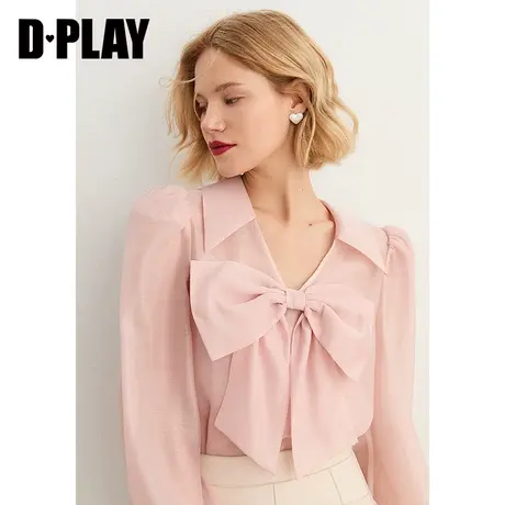 DPLAY早春新款ins蝴蝶结灯笼袖衬衫商品大图