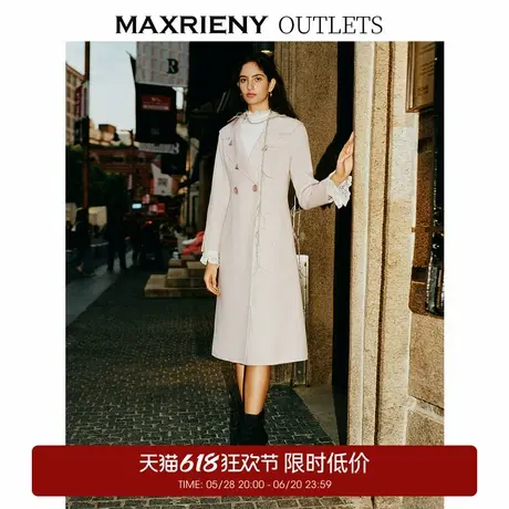 【奥莱】MAXRIENY经典廓形外套中长款复古双面毛呢羊毛大衣商品大图