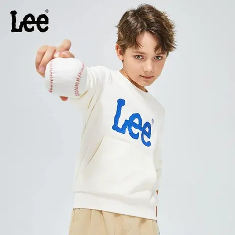 Lee童装浮雕logo套头卫衣男童2025年秋季新款舒适圆领宽松上衣图片