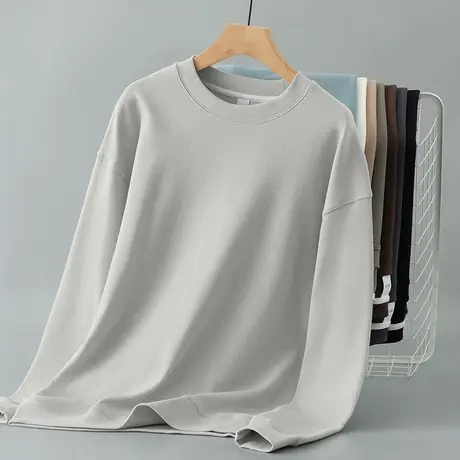 350g重磅套头卫衣男潮ins春秋季宽松百搭圆领长袖t恤套头无帽上衣商品大图