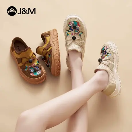 J＆M/快乐玛丽乐福鞋女2025秋季新款厚底增高百搭一脚蹬休闲鞋女商品大图