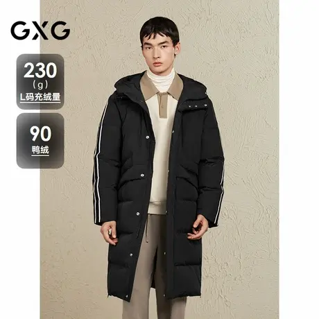 GXG男装 学院风长款羽绒服织带拼接时尚保暖羽绒服通勤24冬季品商品大图