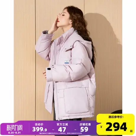唐狮羽绒服女2024新款流行冬季外套连帽加厚保暖90鸭绒黑色面包服图片