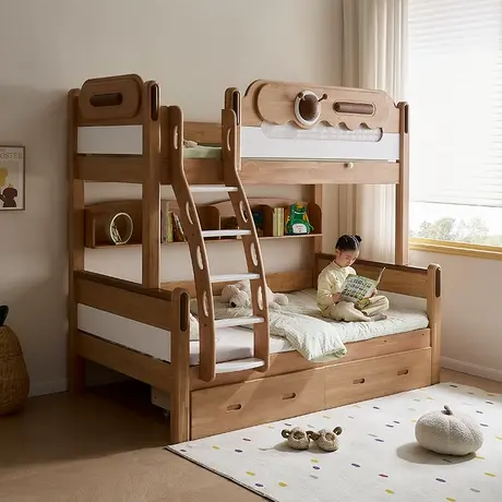 全友家居上下铺双层儿童床小户型高低床储物姐弟s型互不打扰床商品大图