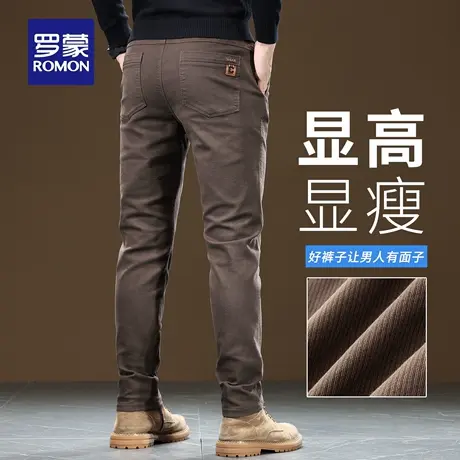 罗蒙休闲裤男秋冬季新款加绒加厚弹力商务宽松直筒耐磨长裤子N3Z商品大图