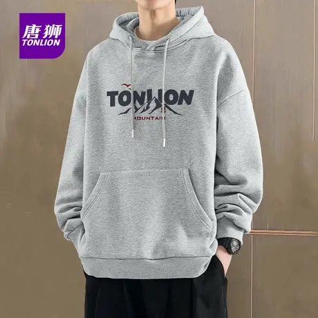 唐狮官方加厚奥利绒连帽卫衣男冬季保暖美式重磅青少年运动外套YB图片