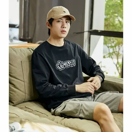 唐狮秋季新款长袖T恤男款趣味字母印花圆领上衣潮酷内搭打底tTD图片