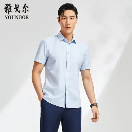 【条纹棉弹DP免烫】D系雅戈尔衬衫夏季商务休闲100支柔软短袖衬衫商品大图