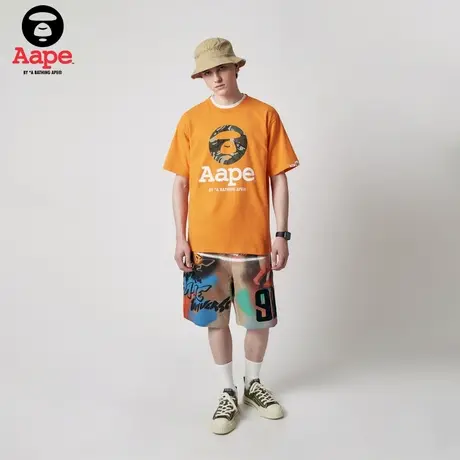 Aape旗舰店男装春夏涂鸦喷绘图案字母印花潮流休闲短裤6995XXK商品大图