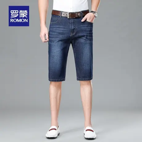 【官方正品】罗蒙男士牛仔五分裤夏季新款休闲简约百搭弹力短裤男图片