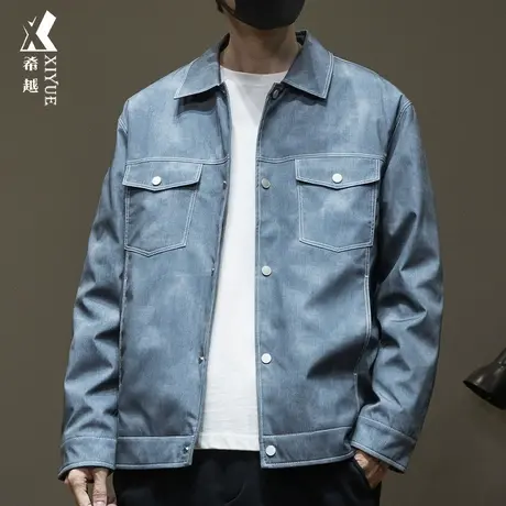 新国标衬衫式羽绒服男宽松大码冬季潮牌白鸭绒加厚方领夹克外套潮商品大图