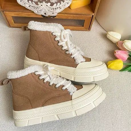 Betoo 冬季雪地靴女加绒保暖2022新款爆款短靴厚底高帮棉鞋女商品大图