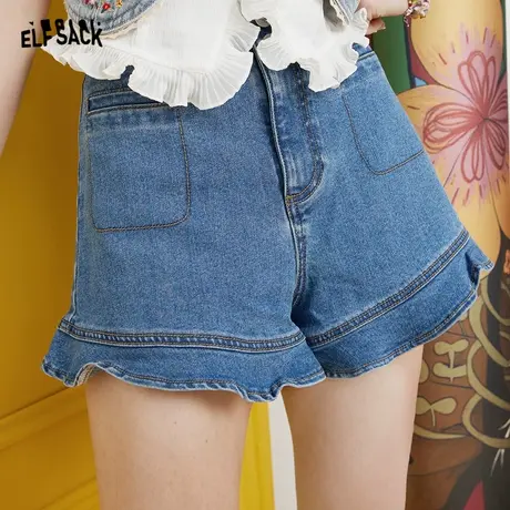 妖精的口袋高腰牛仔短裤女2023夏季新款a字小个子宽松薄款热裤潮图片