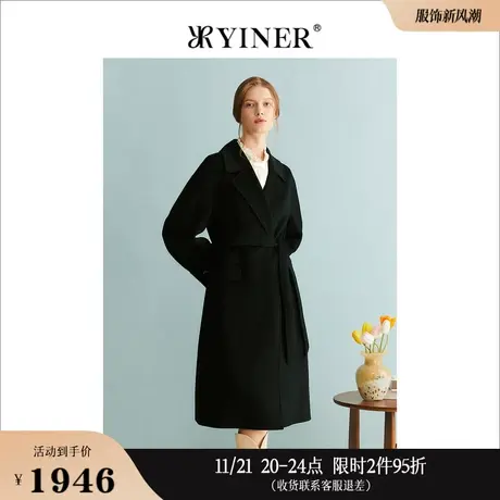 【100绵羊毛】YINER音儿专选女装冬季中长款西装双面毛呢大衣外套商品大图