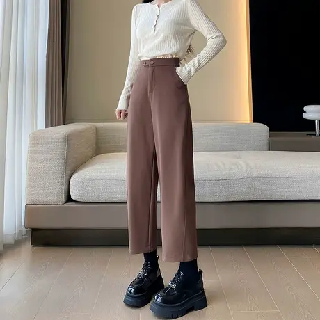 九分直筒休闲西装裤女春秋季高腰显瘦宽松垂感哈伦裤阔腿香蕉裤子商品大图