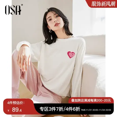OSA欧莎美式oversize圆领卫衣女秋装2023年新款宽松显瘦刺绣上衣商品大图