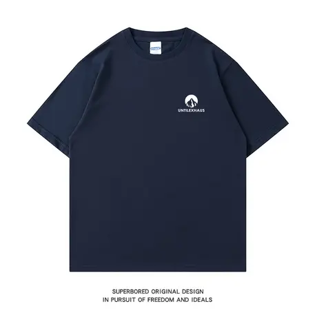 潮流简约字母胸标印花纯棉短袖T恤男ins港风潮牌夏季情侣宽松半袖商品大图